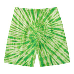 Green Tie Dye Print Men's Swim Trunks