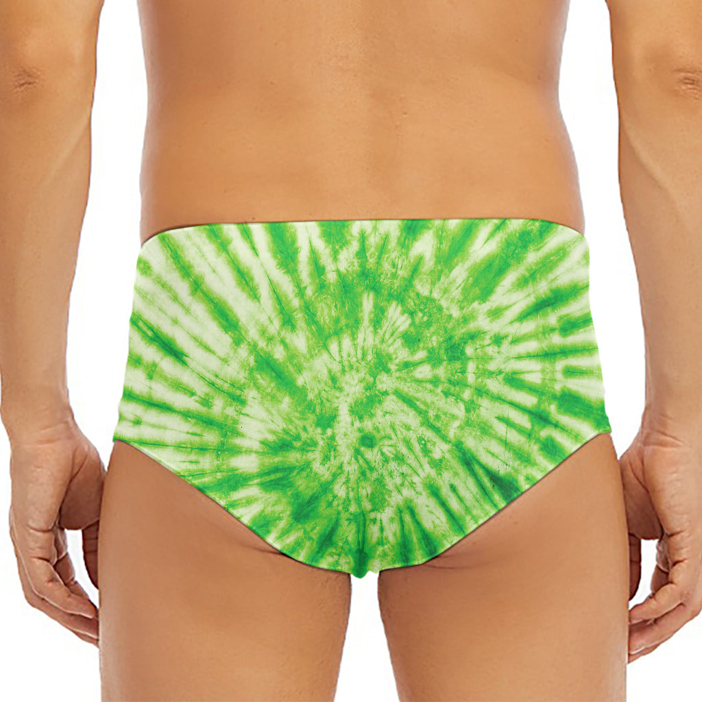 Green Tie Dye Print Men's Triangle Swim Briefs