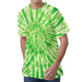 Green Tie Dye Print Men's Velvet T-Shirt