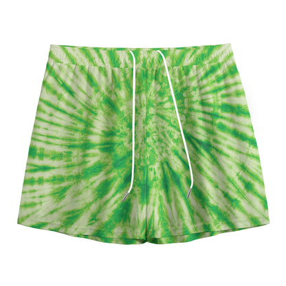 Green Tie Dye Print Mesh Shorts