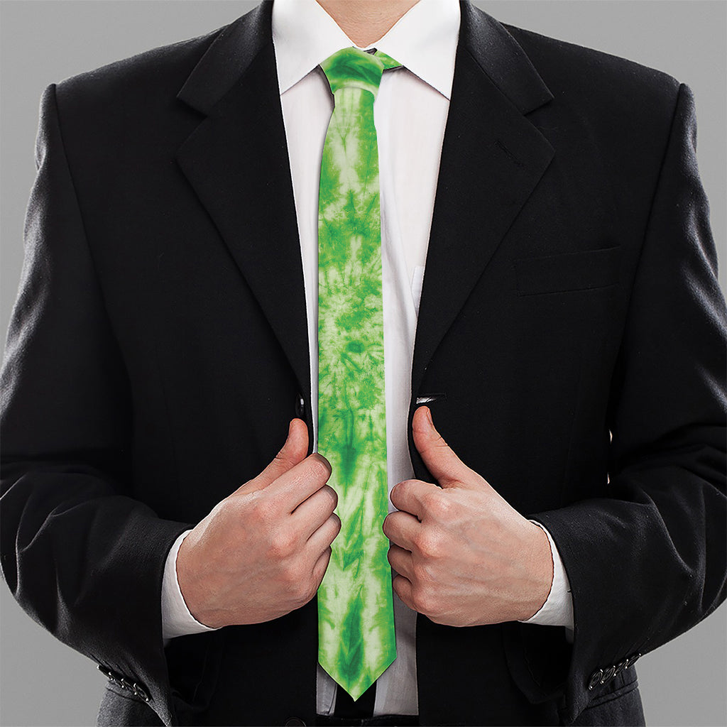 Green Tie Dye Print Necktie
