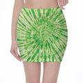 Green Tie Dye Print Pencil Mini Skirt