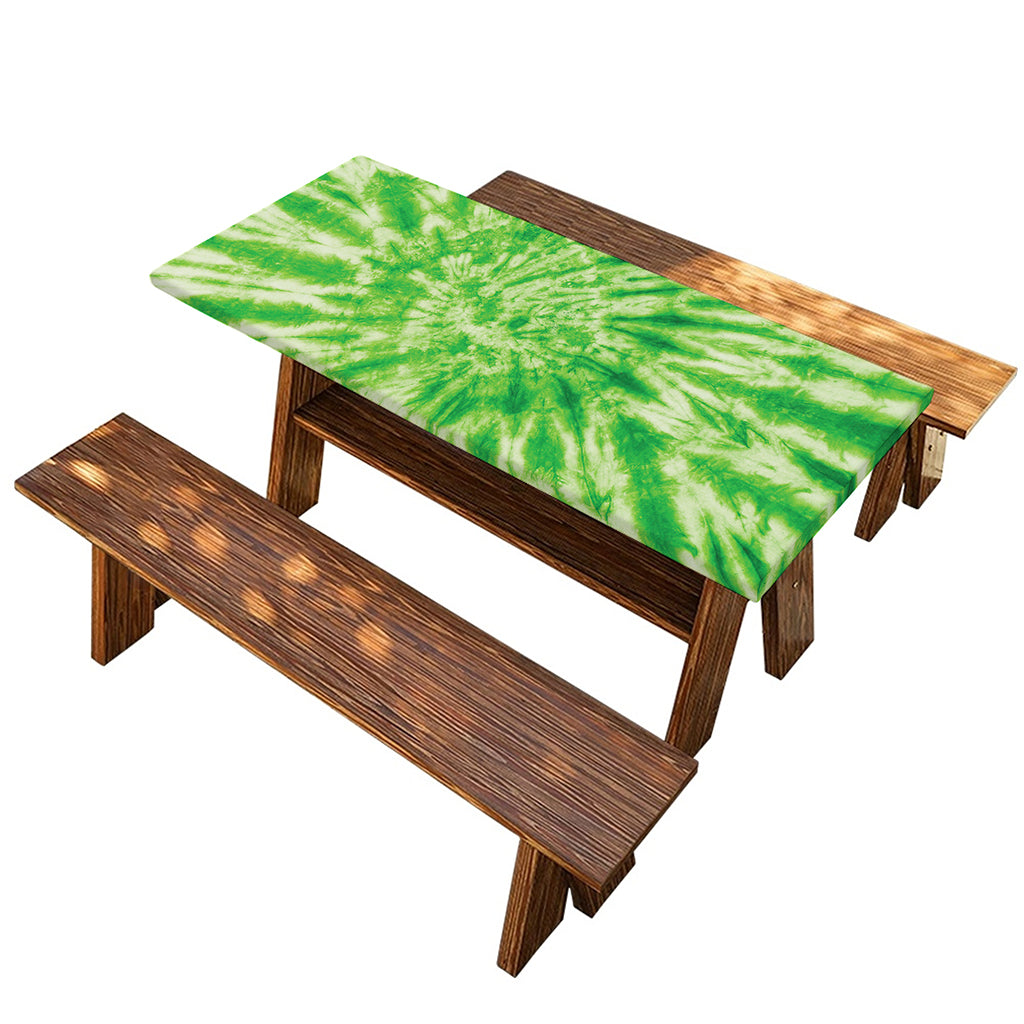 Green Tie Dye Print Picnic Table Cover