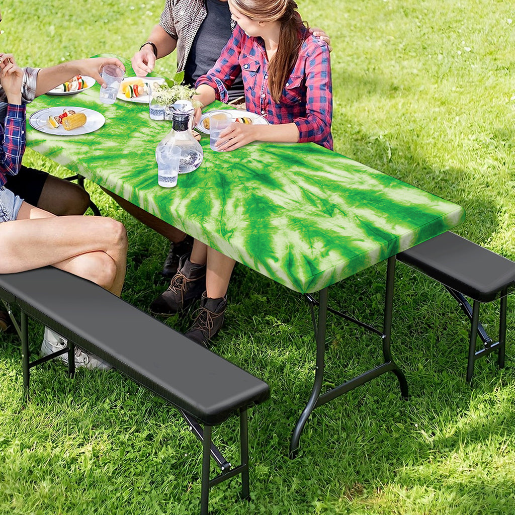 Green Tie Dye Print Picnic Table Cover