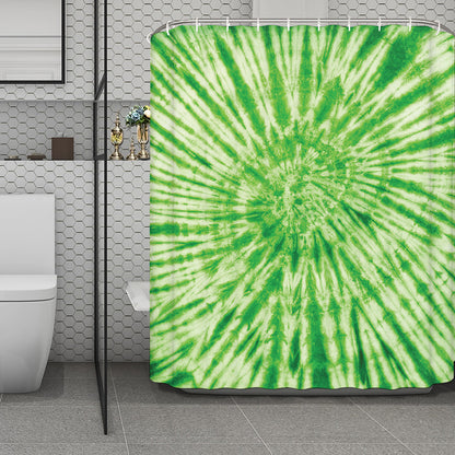 Green Tie Dye Print Polyester Shower Curtain