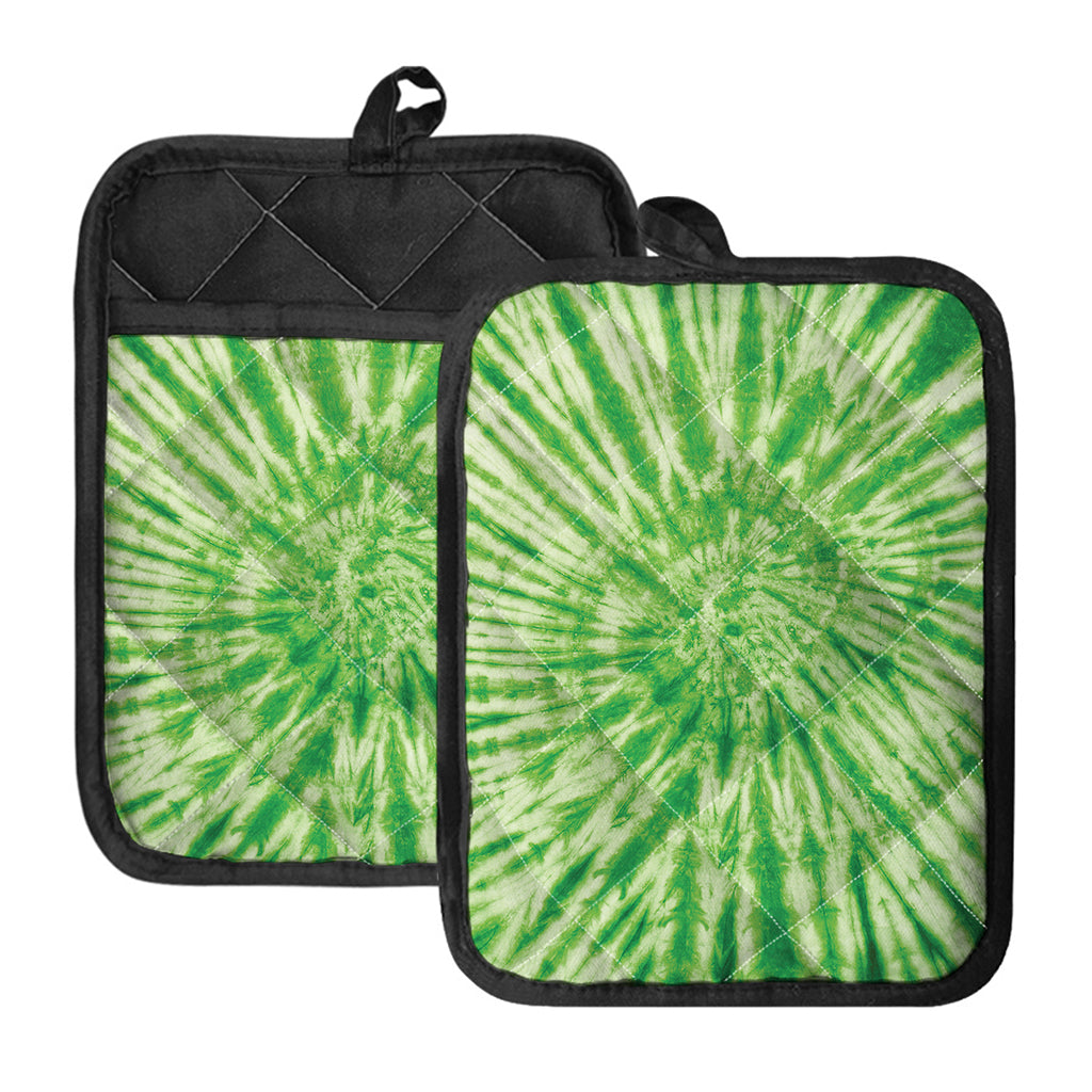Green Tie Dye Print Pot Holders With Pocket