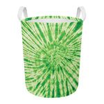 Green Tie Dye Print Round Laundry Basket