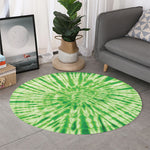 Green Tie Dye Print Round Rug