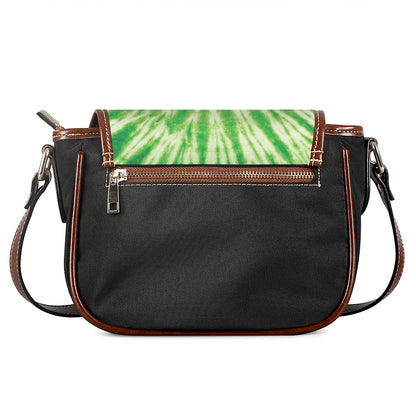 Green Tie Dye Print Saddle Bag