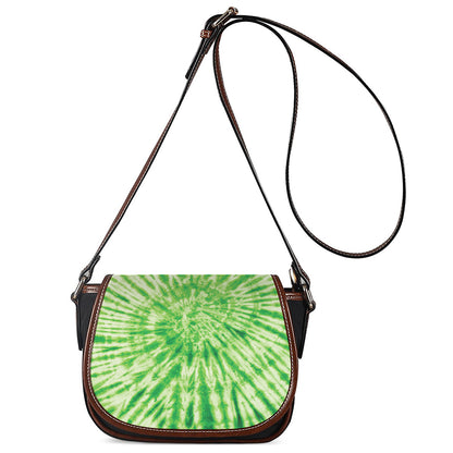 Green Tie Dye Print Saddle Bag