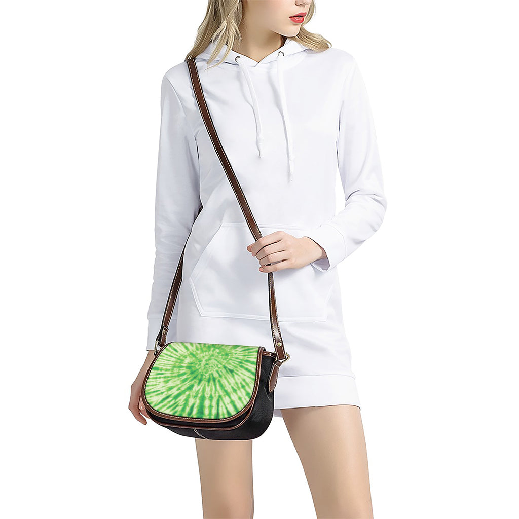 Green Tie Dye Print Saddle Bag