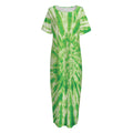 Green Tie Dye Print Short Sleeve Long Nightdress
