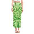 Green Tie Dye Print Side Slit Maxi Skirt