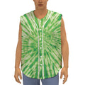 Green Tie Dye Print Sleeveless Baseball Jersey