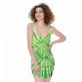 Green Tie Dye Print Sleeveless Bodycon Dress