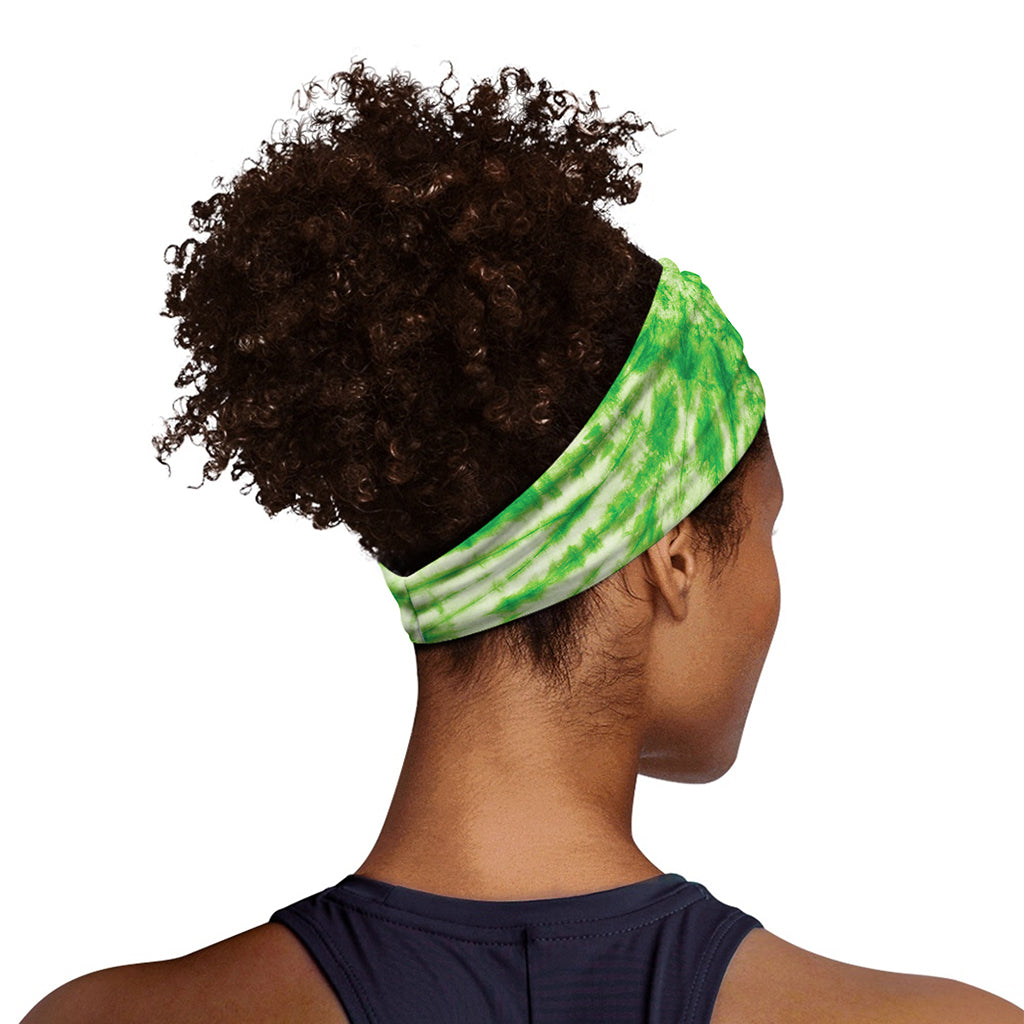 Green Tie Dye Print Sports Headband