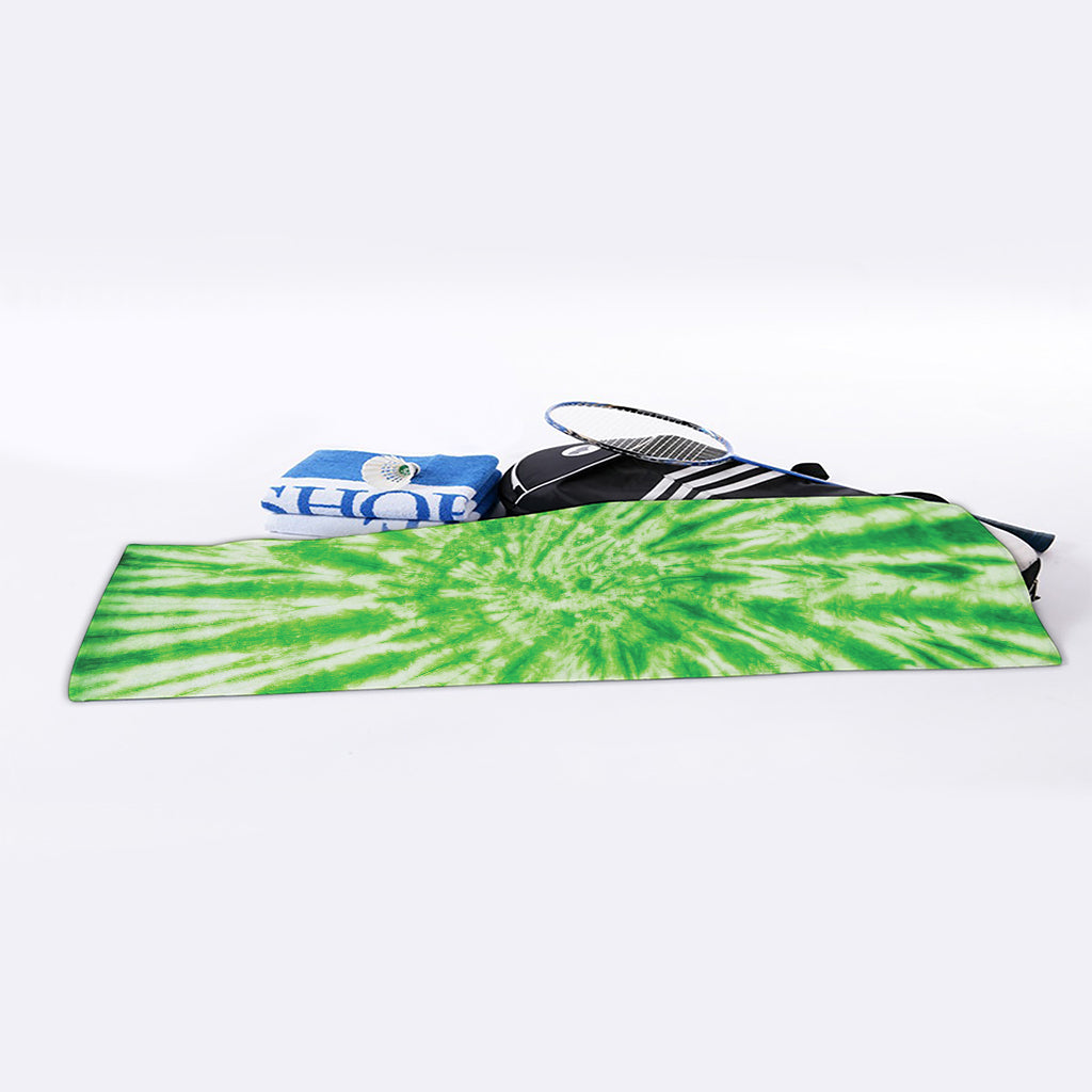 Green Tie Dye Print Sports Towel