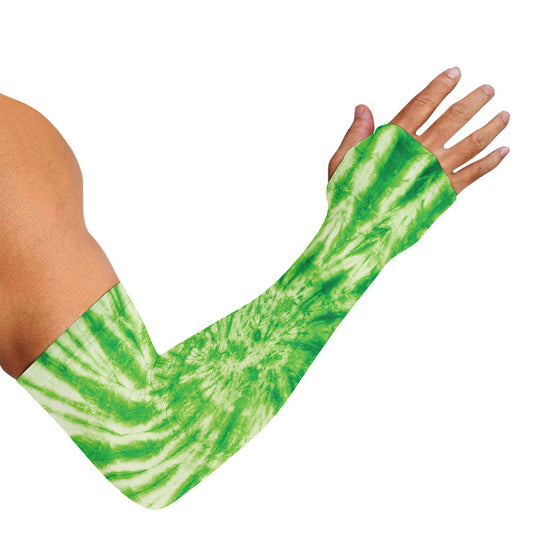 Green Tie Dye Print Sun Protection Arm Sleeves