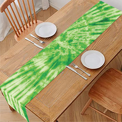 Green Tie Dye Print Table Runner