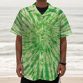 Green Tie Dye Print Textured Short Sleeve Shirt