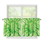Green Tie Dye Print Tier Curtains