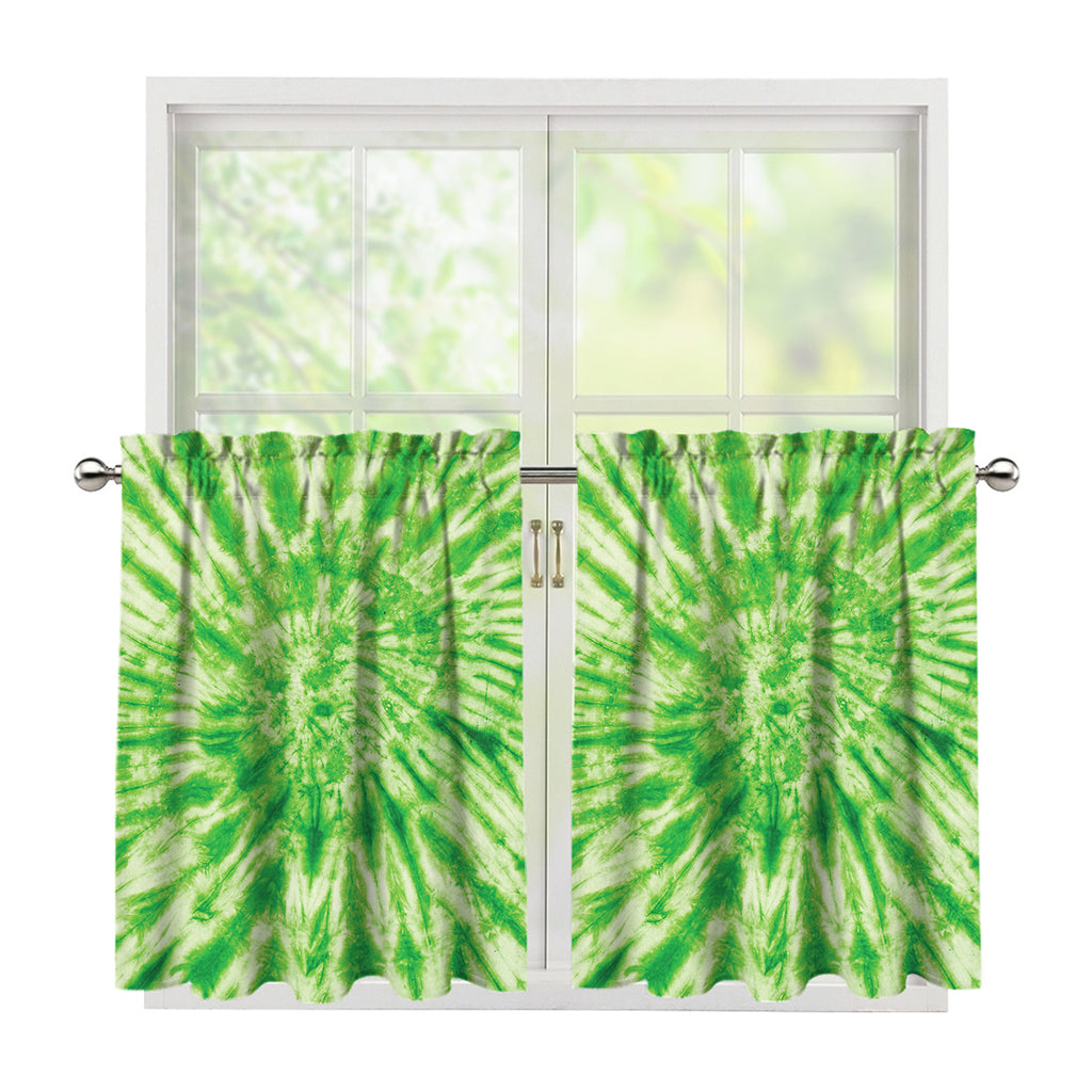 Green Tie Dye Print Tier Curtains