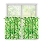 Green Tie Dye Print Tier Curtains