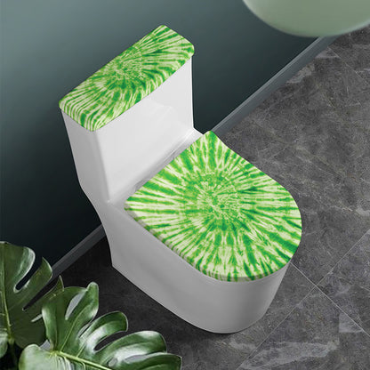 Green Tie Dye Print Toilet Lid And Tank Cover Set