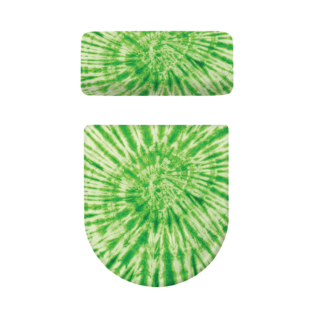 Green Tie Dye Print Toilet Lid And Tank Cover Set