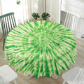 Green Tie Dye Print Waterproof Round Tablecloth