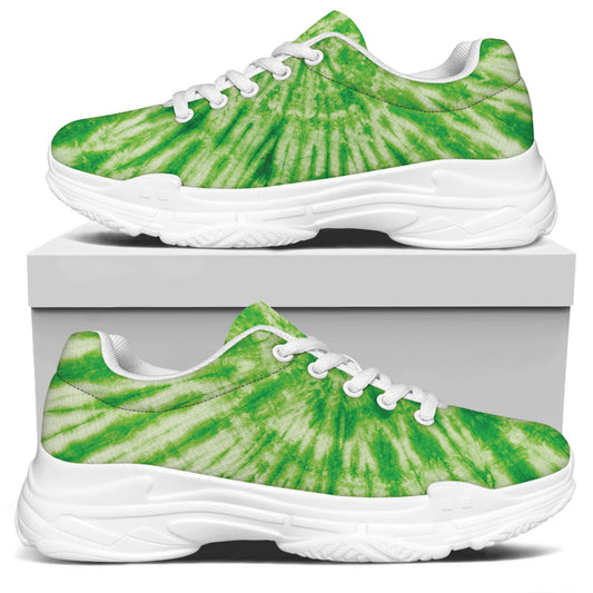 Green Tie Dye Print White Chunky Shoes