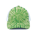 Green Tie Dye Print White Mesh Trucker Hat