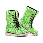 Green Tie Dye Print Winter Boots