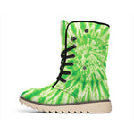 Green Tie Dye Print Winter Boots