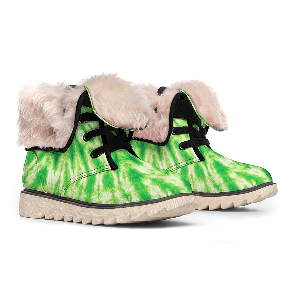 Green Tie Dye Print Winter Boots
