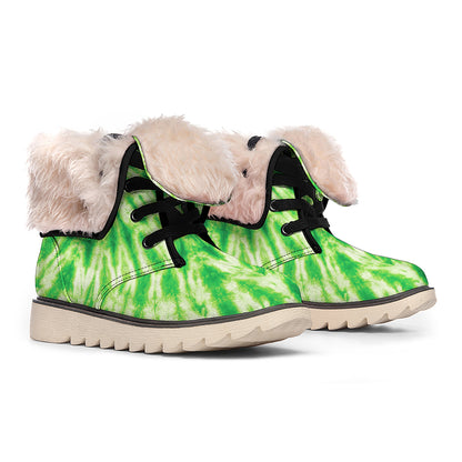 Green Tie Dye Print Winter Boots