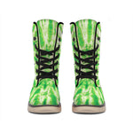 Green Tie Dye Print Winter Boots