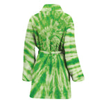 Green Tie Dye Print Women's Bathrobe