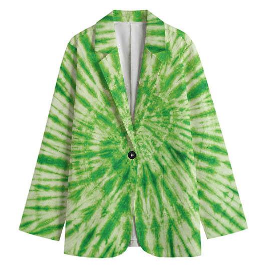 Green Tie Dye Print Women's Blazer