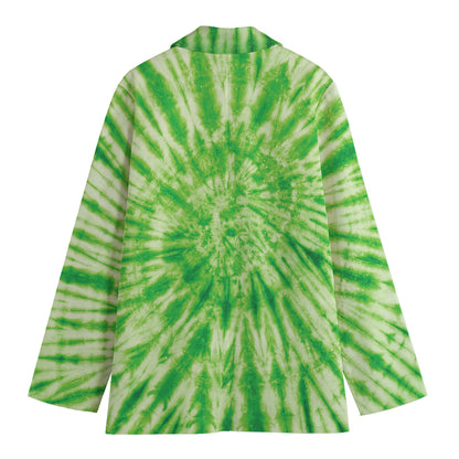 Green Tie Dye Print Women's Blazer