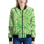 Green Tie Dye Print Women's Bomber Jacket