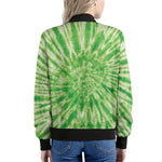 Green Tie Dye Print Women's Bomber Jacket