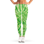 Green Tie Dye Print Women's Leggings