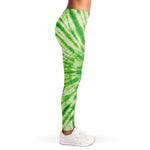 Green Tie Dye Print Women's Leggings