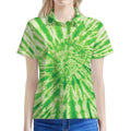 Green Tie Dye Print Women's Polo Shirt