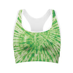 Green Tie Dye Print Women's Sports Bra