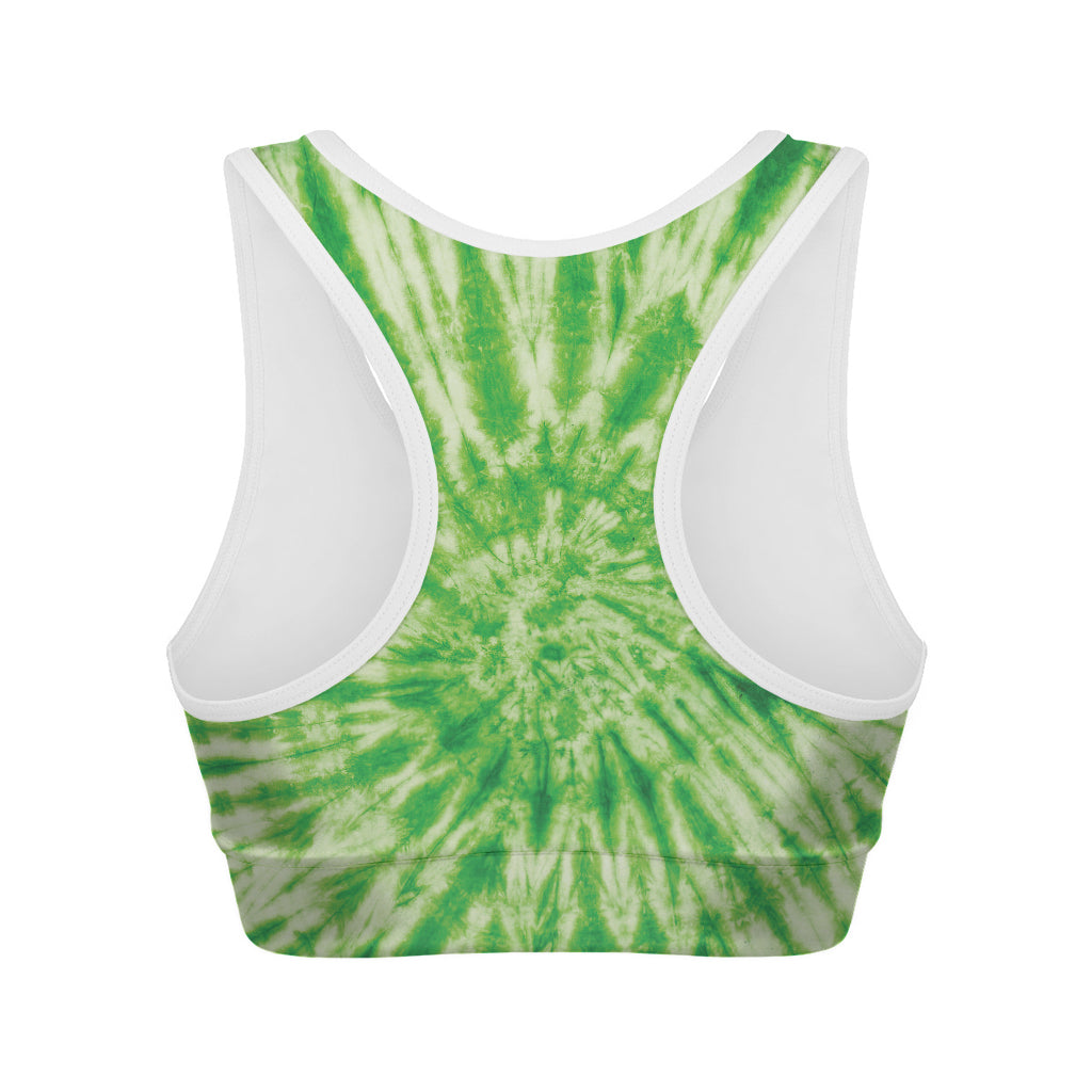 Green Tie Dye Print Women's Sports Bra