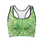 Green Tie Dye Print Women's Sports Bra