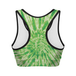 Green Tie Dye Print Women's Sports Bra