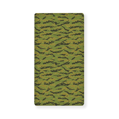 Green Tiger Stripe Camo Pattern Print Baby Crib Sheet